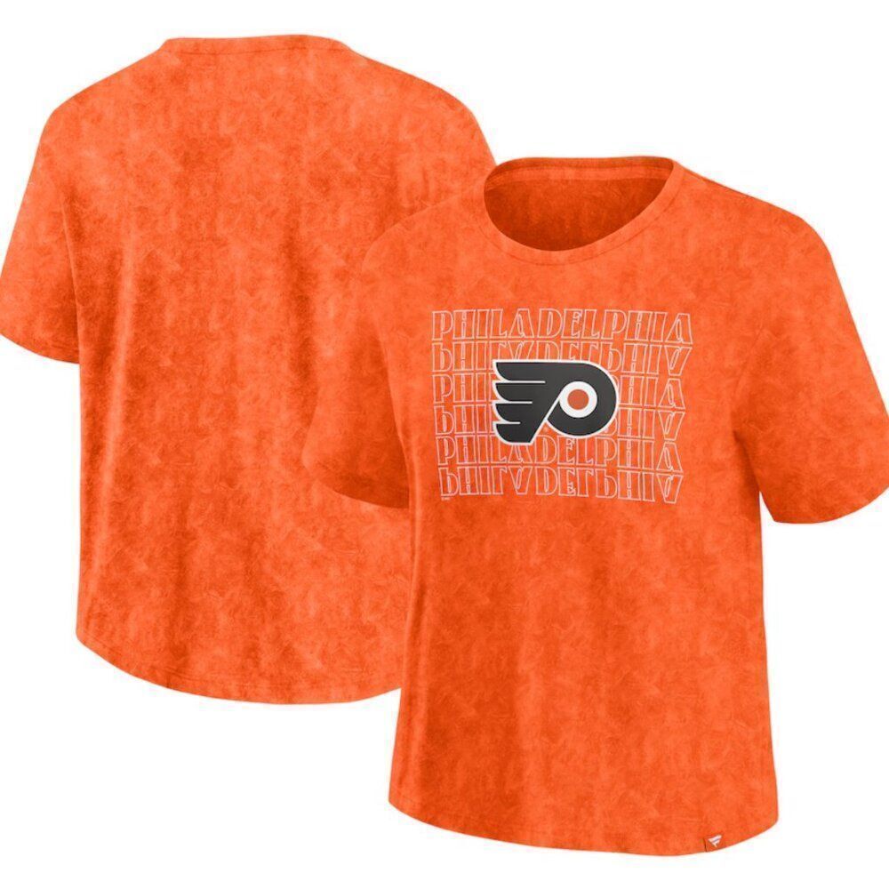 NHL Flyers Faded Wash Dark Orange Creased Tshirt size Large NWT